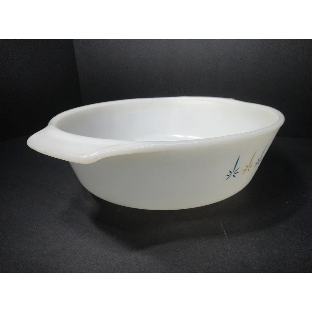 Vintage Fire-King Anchor Hocking 437 Candle Glow Atomic Starburst Casserole Dish